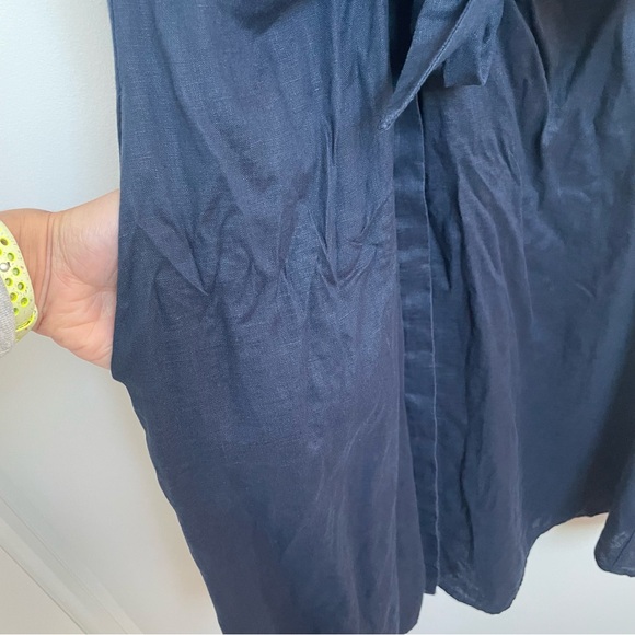 Ralph Lauren tie front linen shirt dress navy blue size 8 - Picture 5 of 13